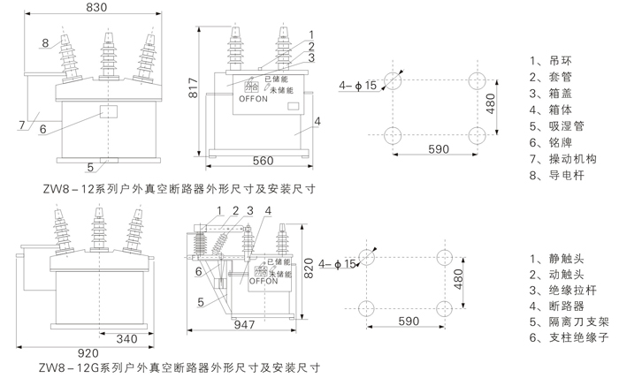 ZW8-12戶外柱上(shàng)真空斷路器